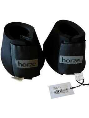 Horze Black Neoprene Bell Boots - Pair with Hook Closure